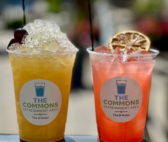 two drinks in plastic cups