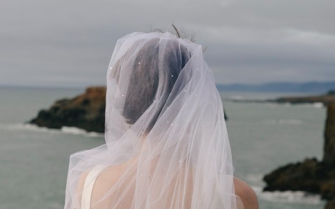 a woman wearing a white dress and a veil