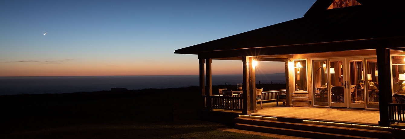 a deck with a light on the deck