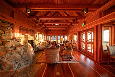 a room with a fireplace and a couch