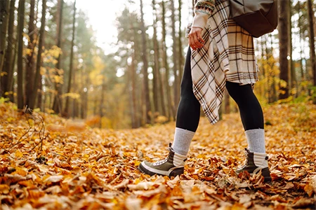 a person walking in the woods