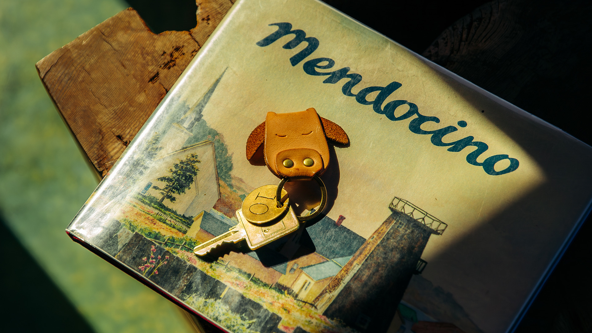 a key chain on a book