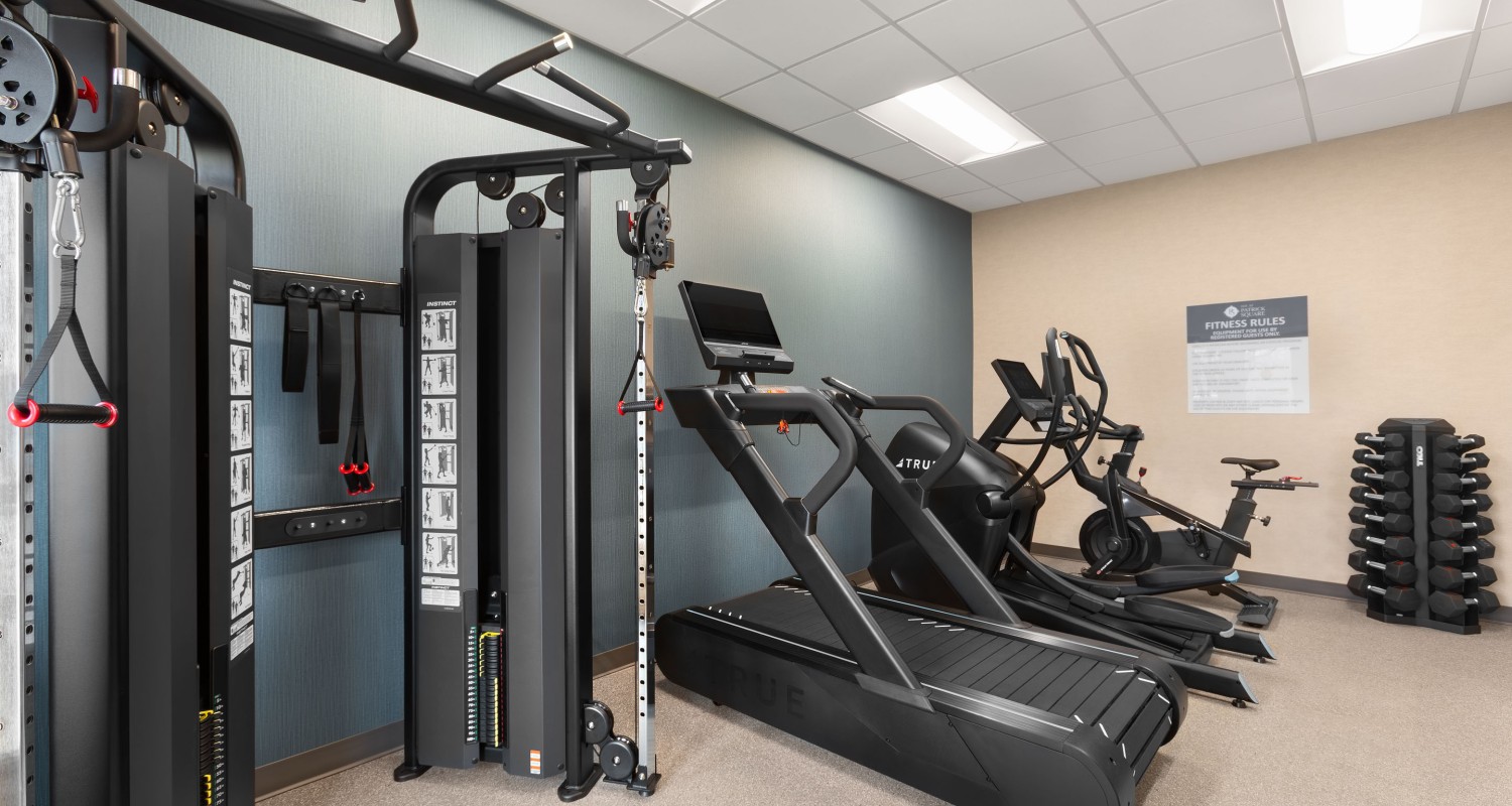 a room with exercise machines