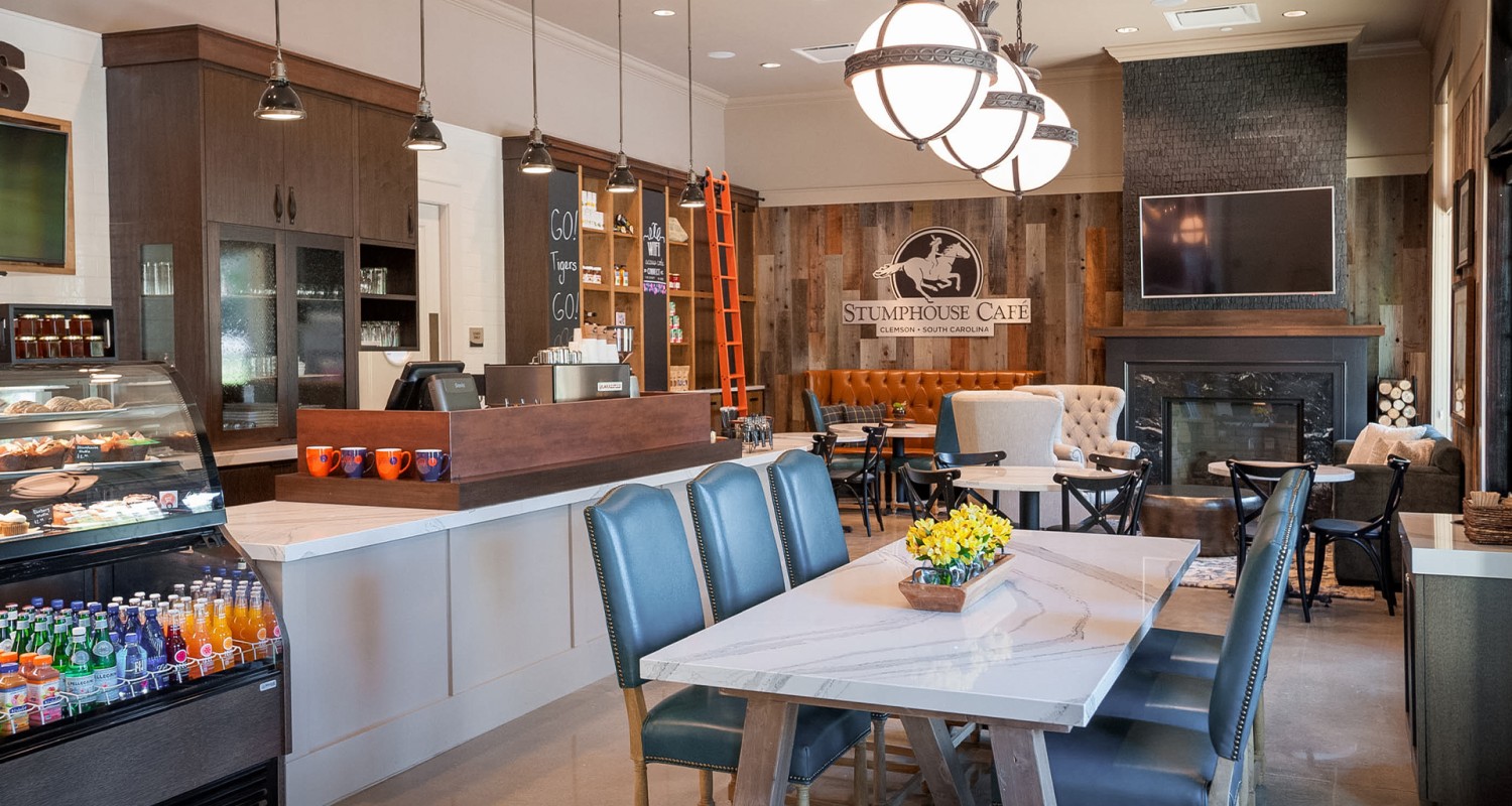 a room with a table and chairs