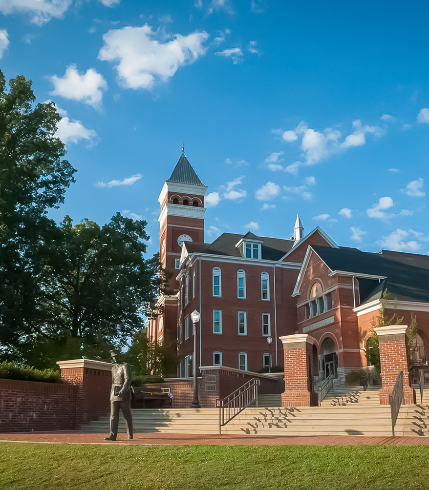 a building with a statue in front of it