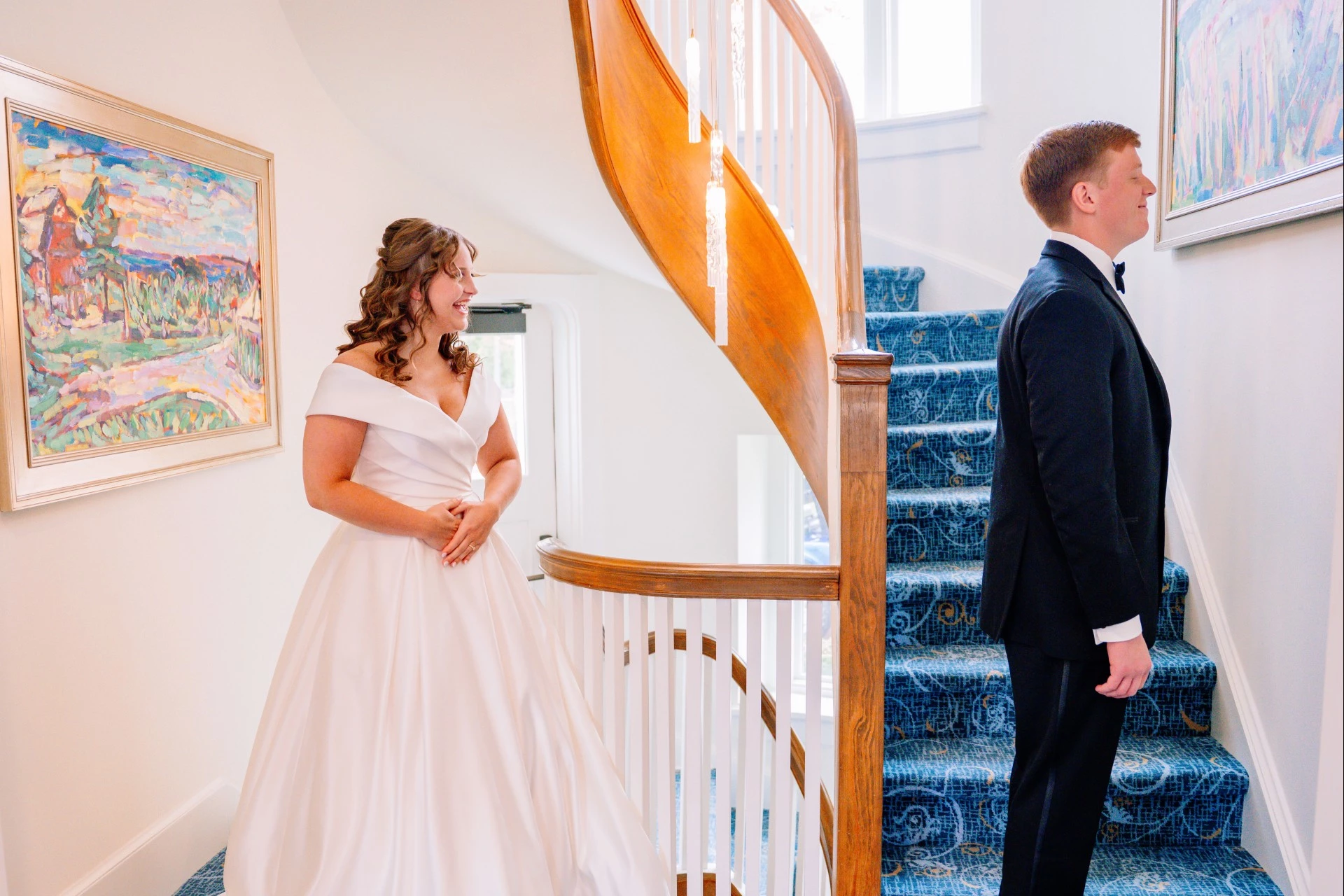 Bride and Groom first look in the Mansion