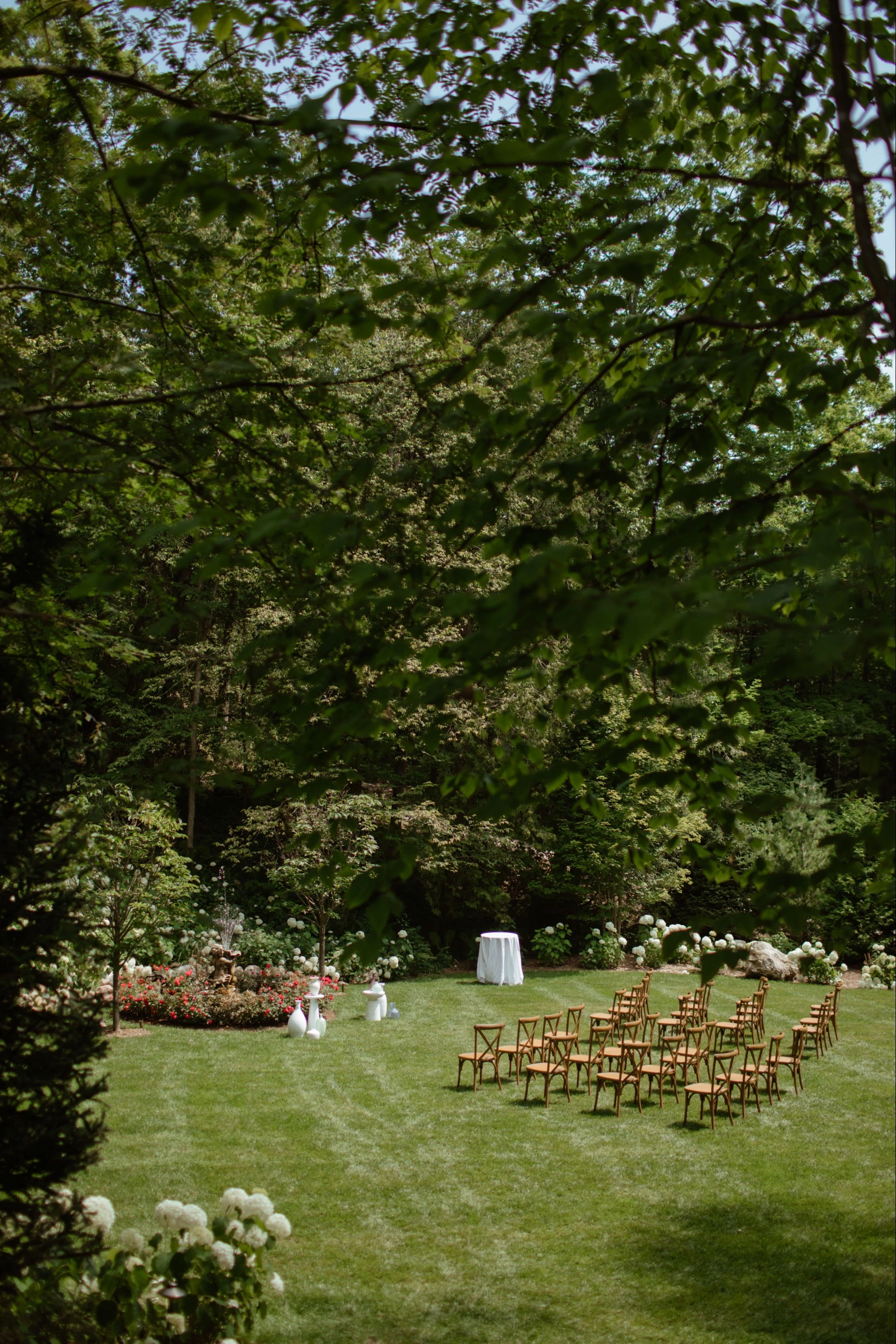 Ceremony setup in the Grotto at The inn at Stonecliffe