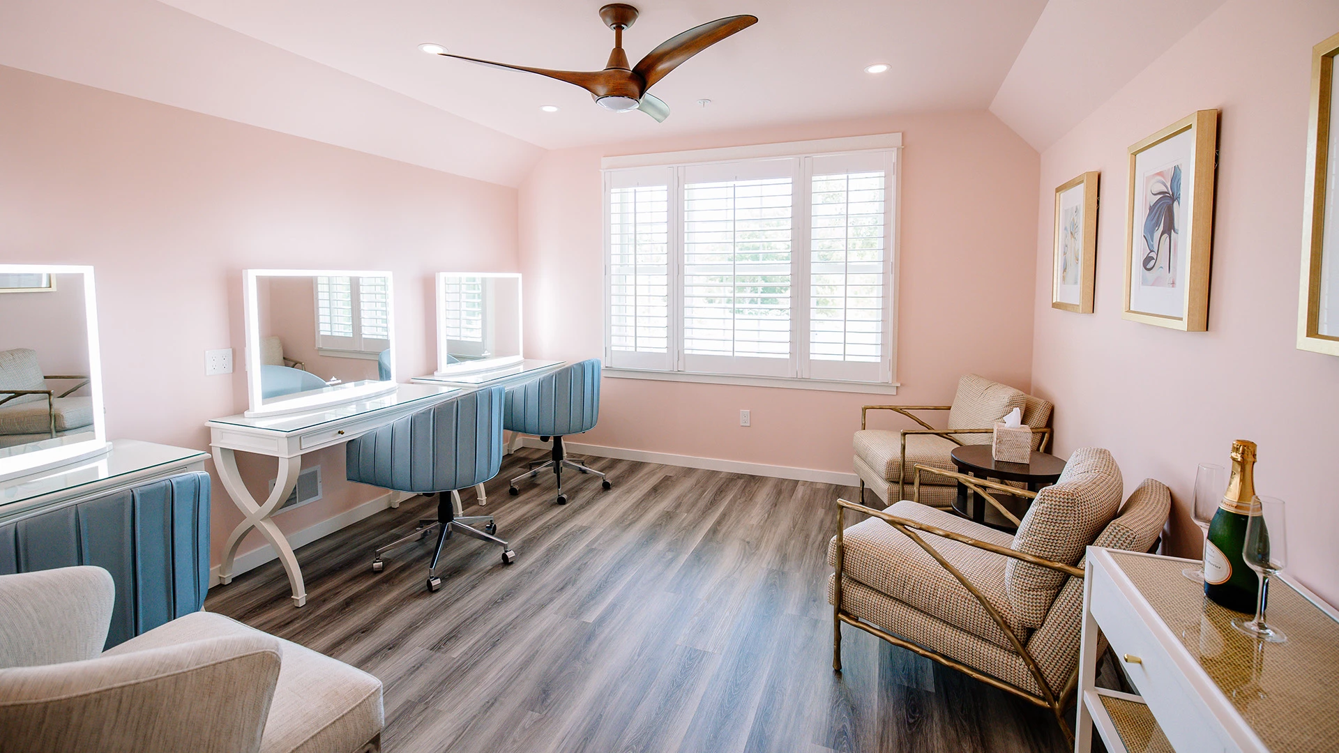 a room with a table and chairs