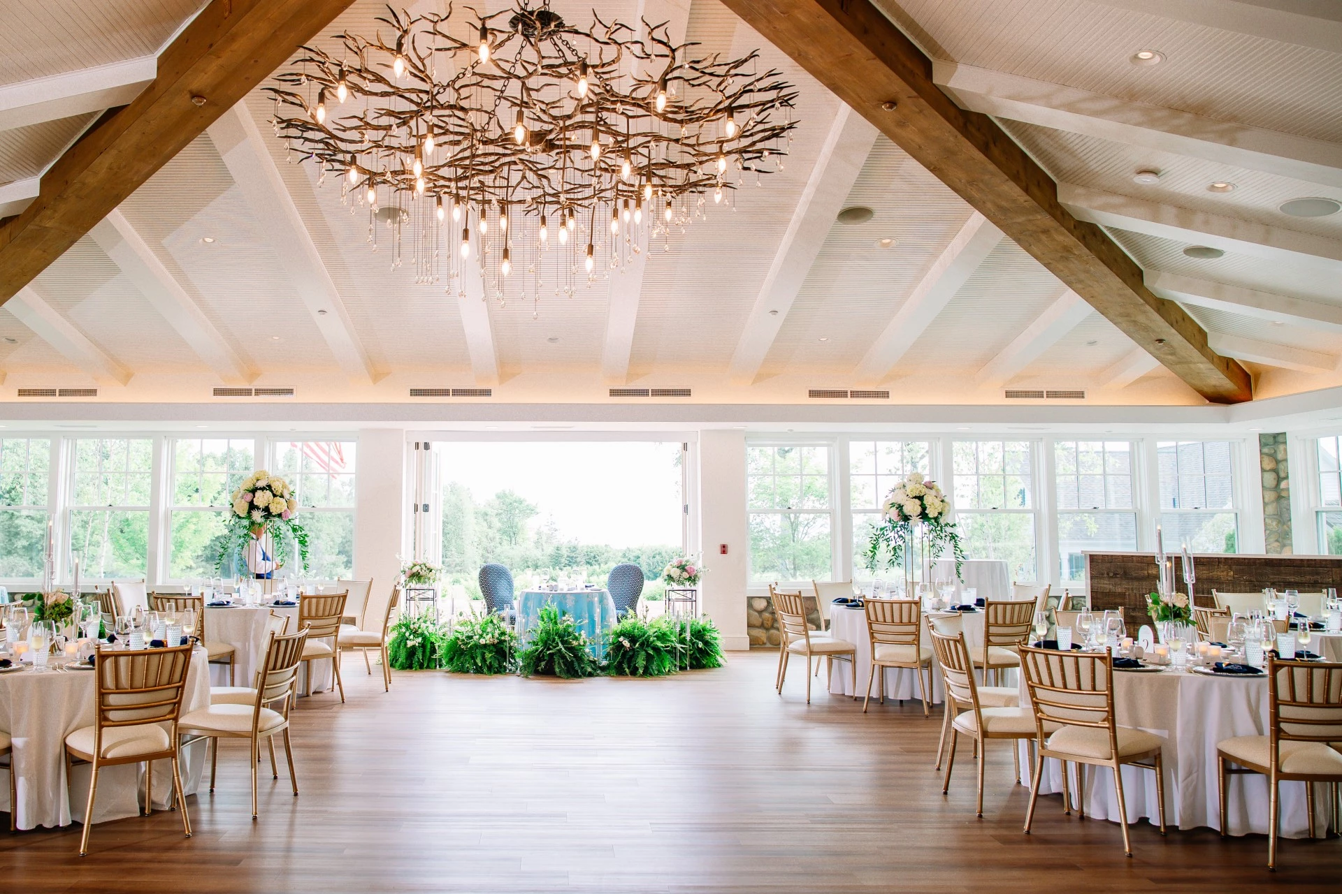 Beautiful wedding setup inside Sunset Pavilion for wedding reception