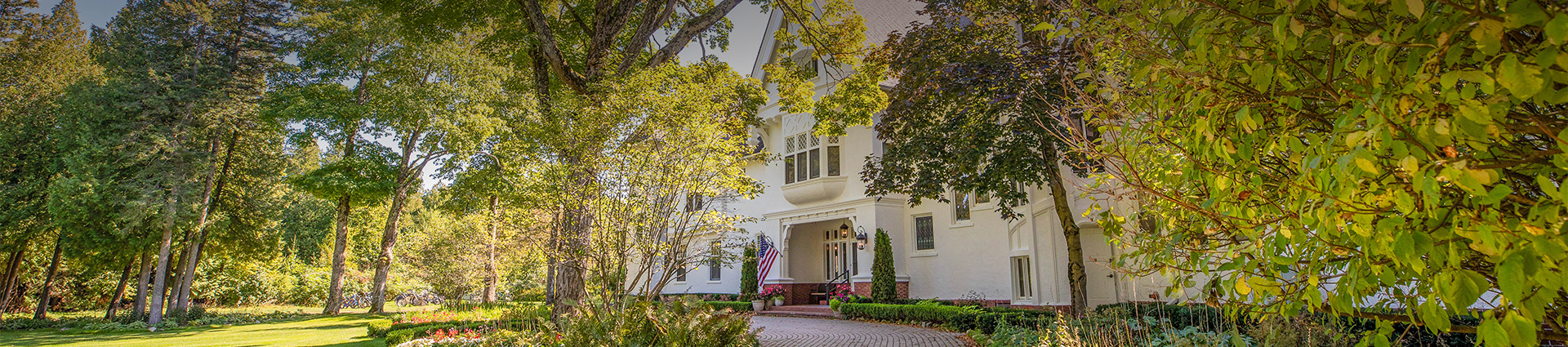 a house with a flag on the front