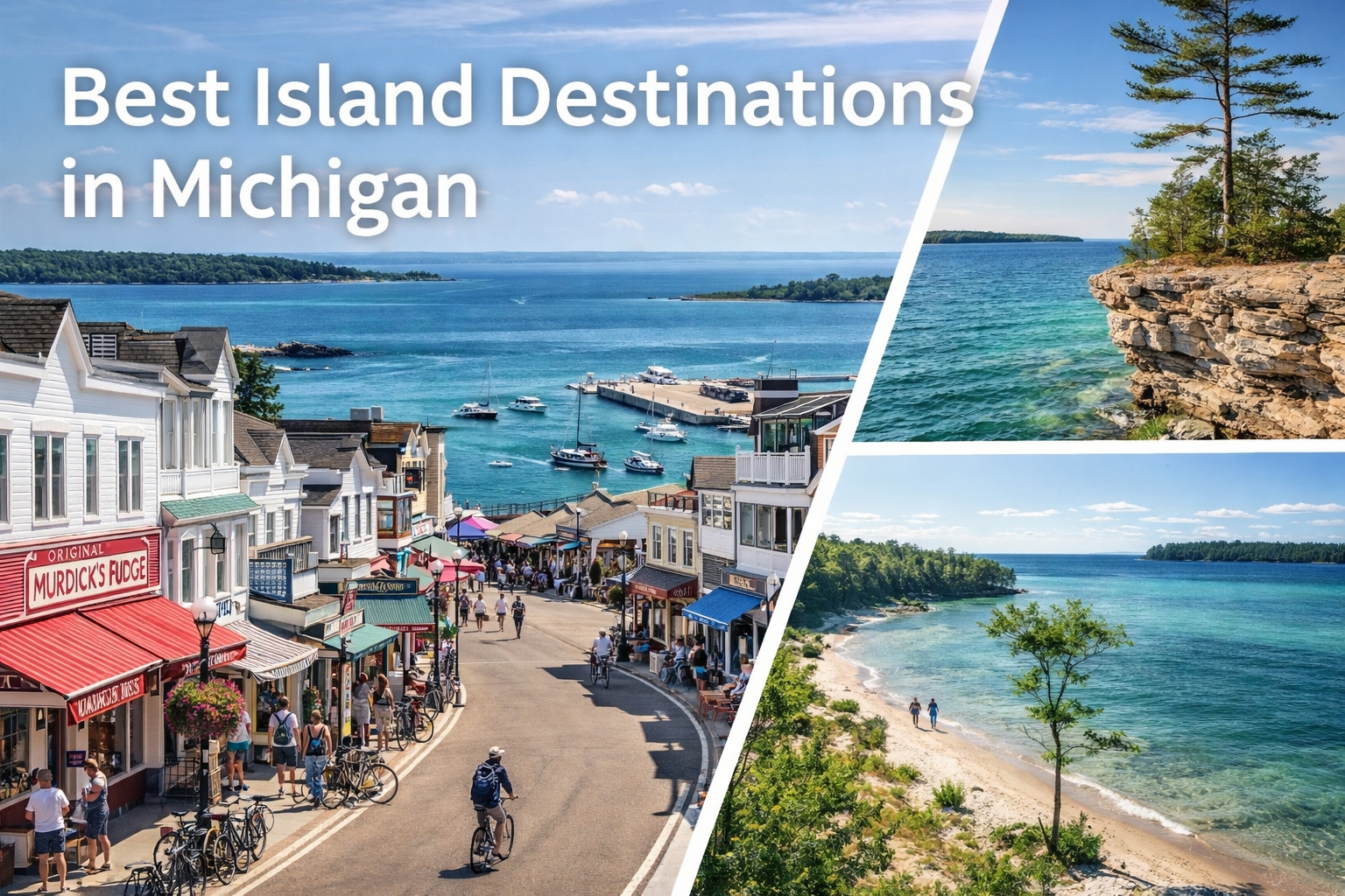 Mackinac Island waterfront with car-free streets and scenic views representing Michigan island destinations