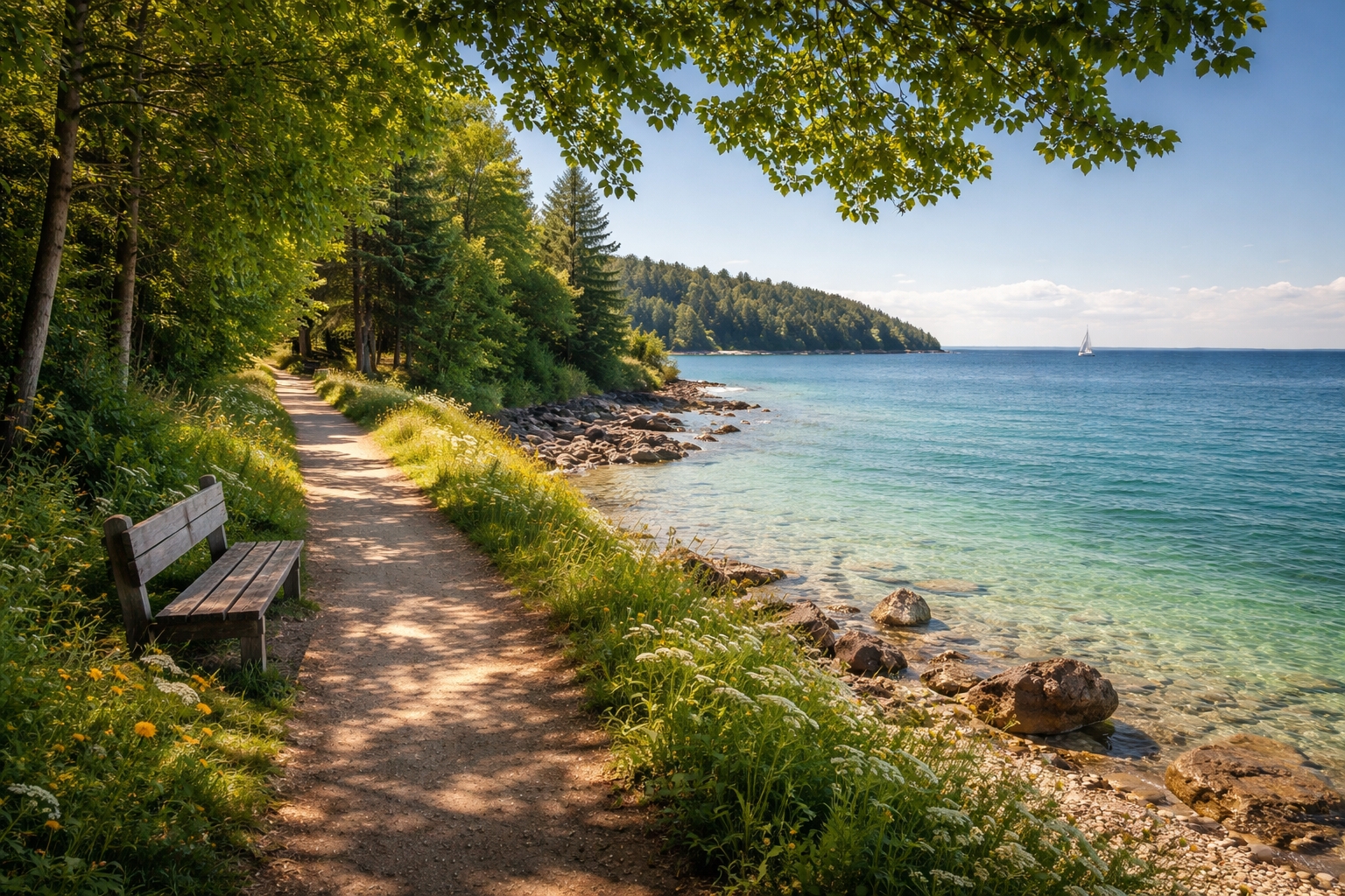 best slow travel destinations in the united states featuring a quiet car-free island shoreline and peaceful walking paths