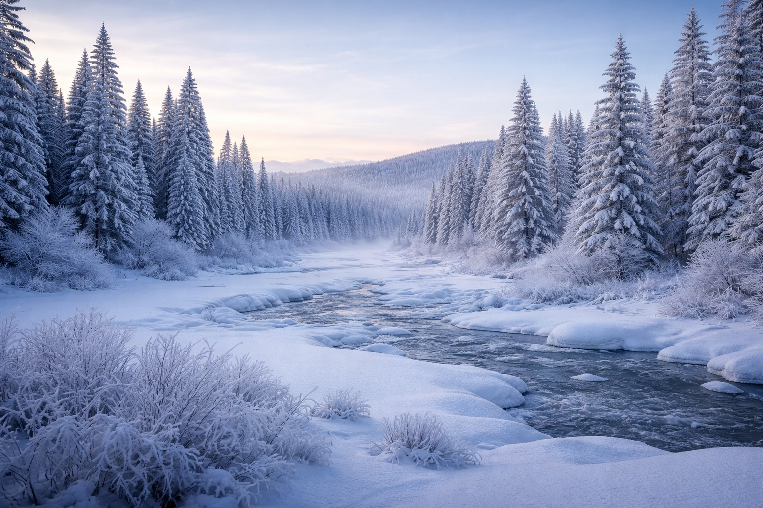 Coldest temperature ever recorded in Michigan shown through a frozen winter landscape in northern Michigan