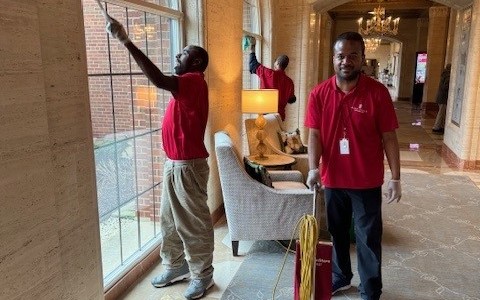 men cleaning a room