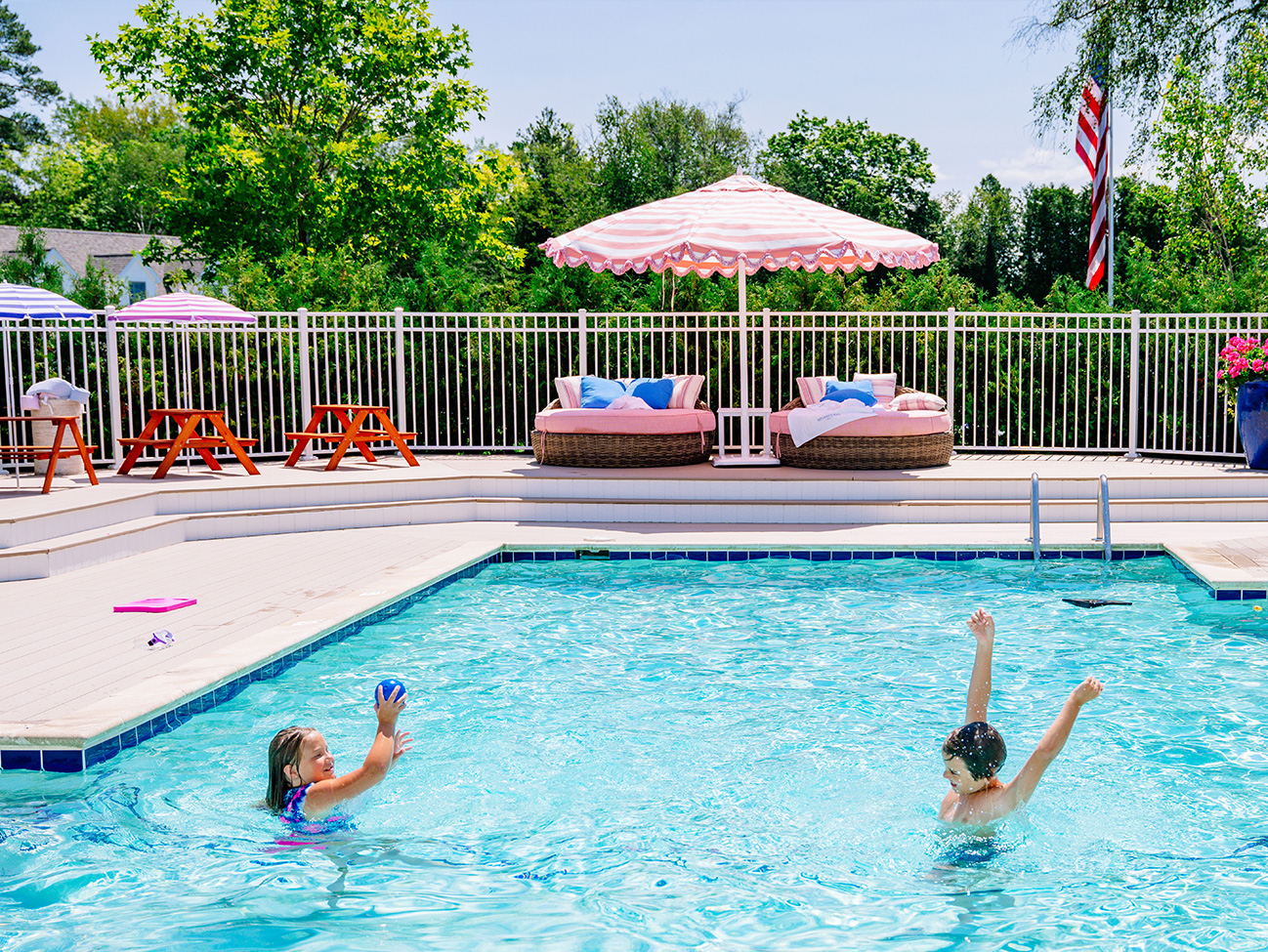a two kids in a pool