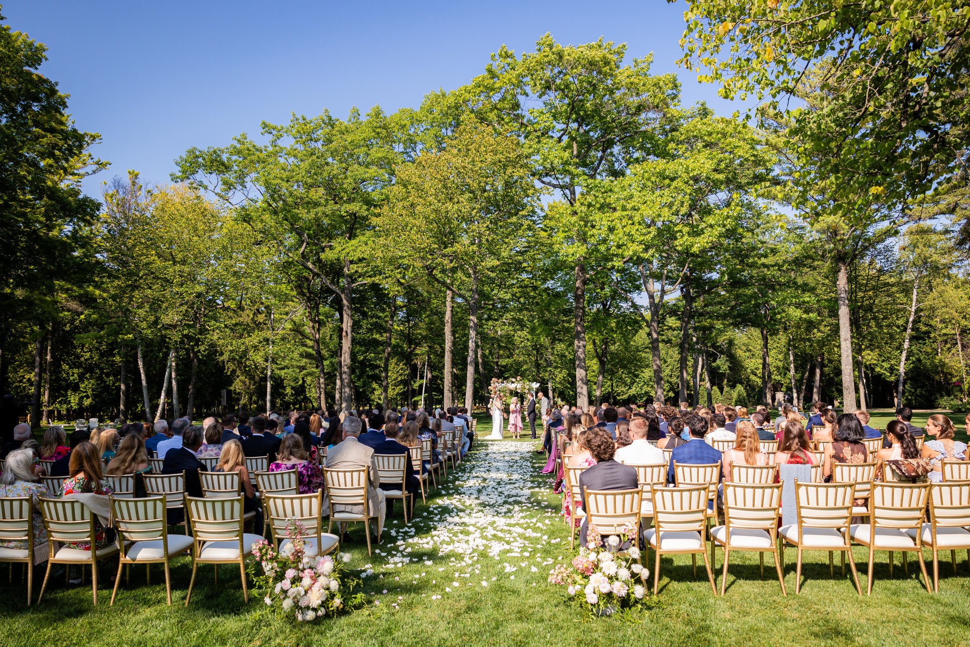Scenic elevated view showing the best seasons for a Mackinac Island wedding