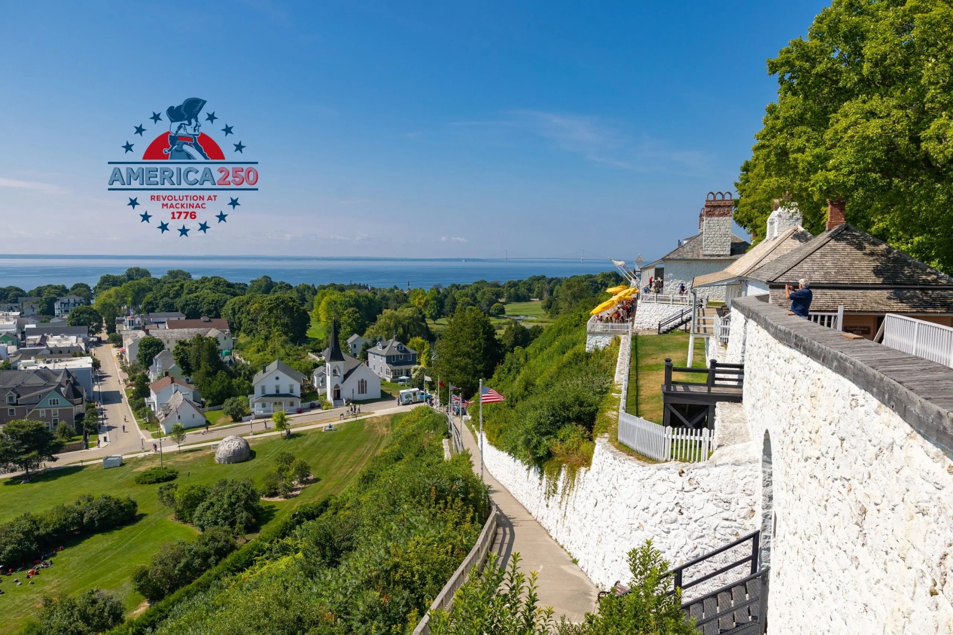 Memorial Day observance ceremony at Fort Mackinac on Mackinac Island honoring fallen soldiers