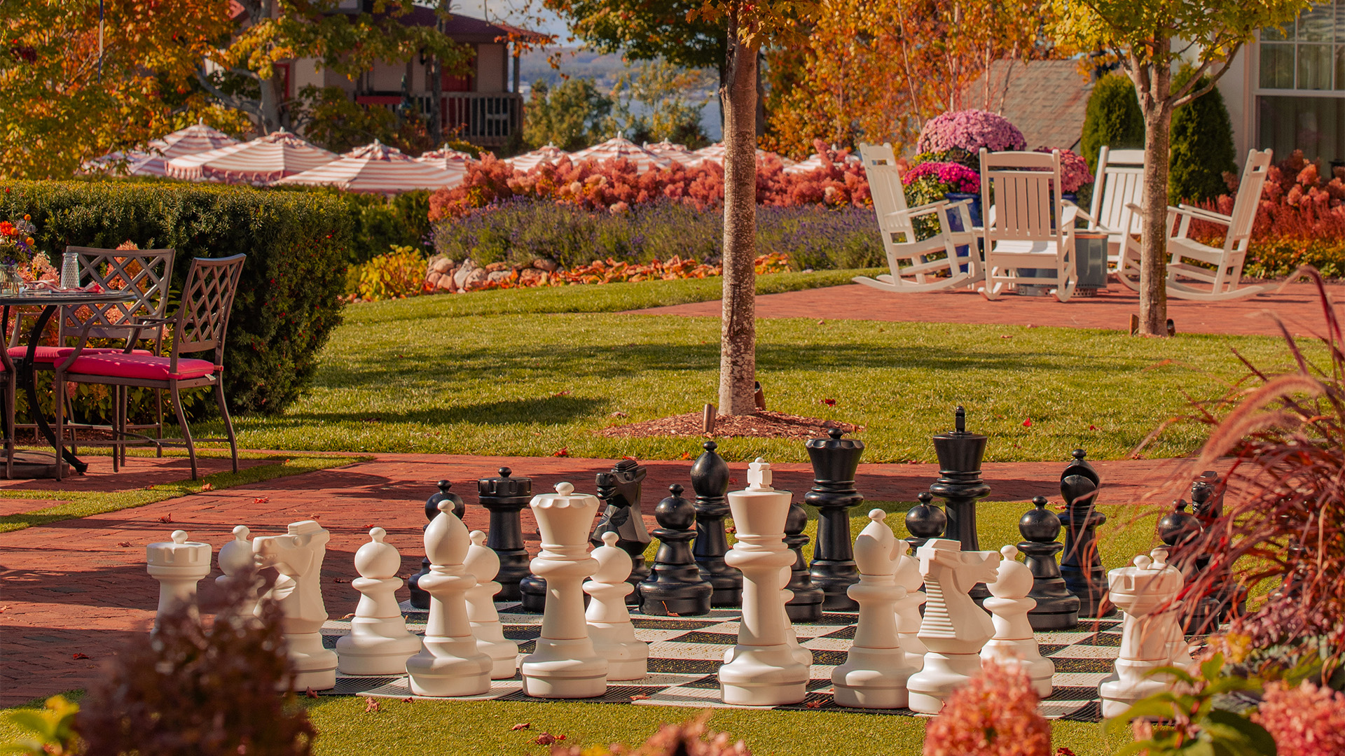 a chess board in a park