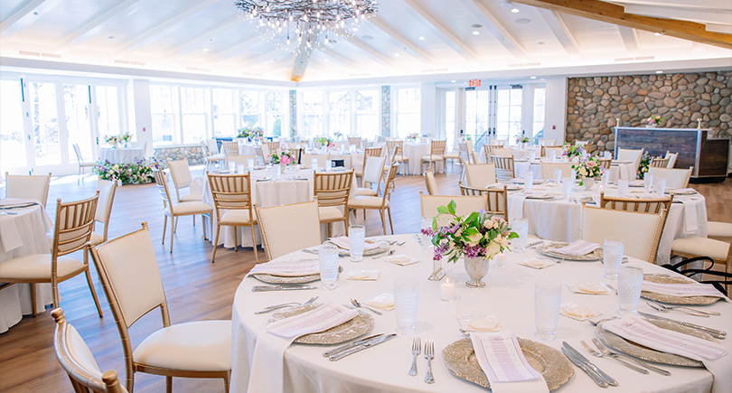 a room with tables and chairs