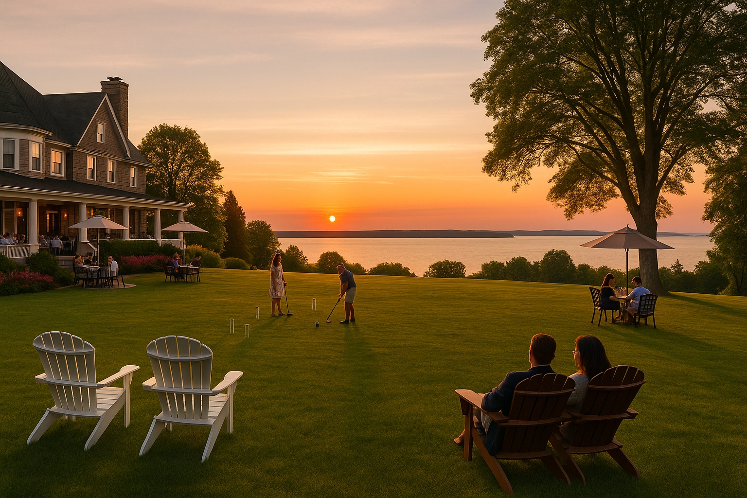 Top things to do at The Inn at Stonecliffe without leaving the grounds — Mackinac Island resort activities, romantic dining, lawn games, trails, and poolside relaxation.