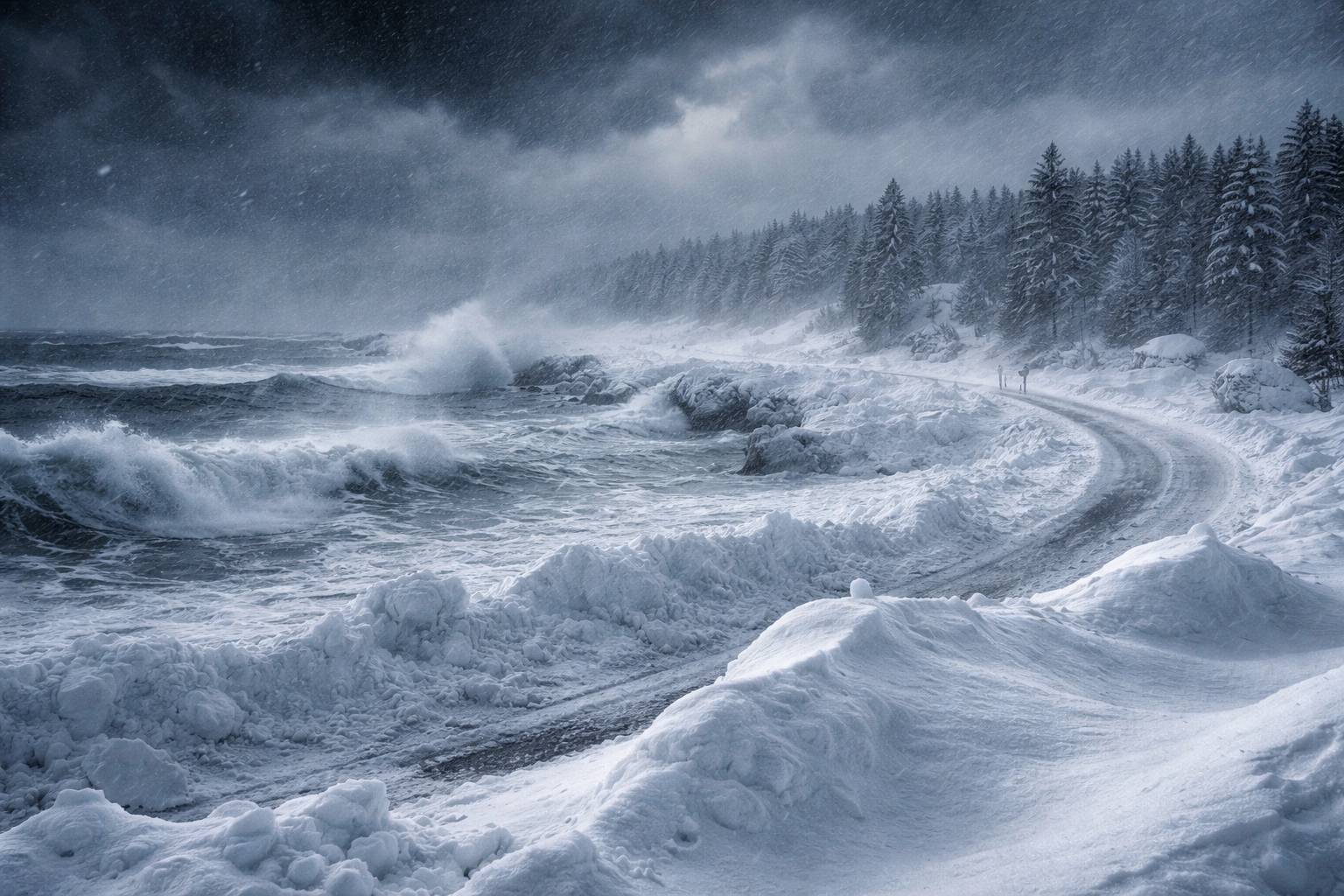 worst blizzards in Michigan history showing deep snowdrifts and whiteout conditions near the Great Lakes