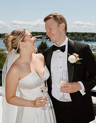 a man and woman in wedding attire
