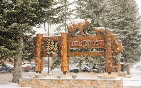 a sign with a couple of bears on it