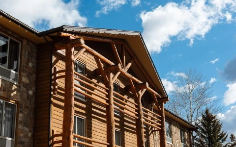 a building with a log structure