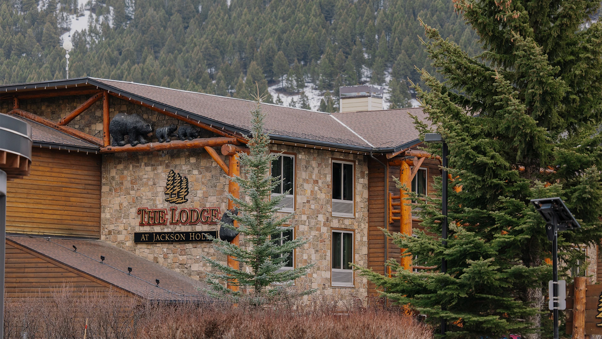a building with trees in the background