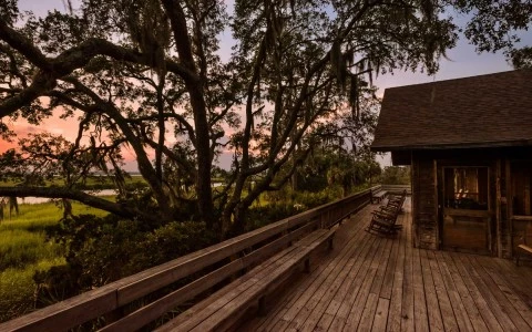 view of sun set from porch 