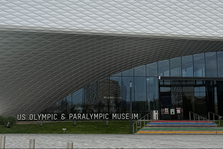 a building with a sign in front of it