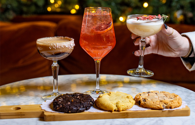a group of drinks on a table