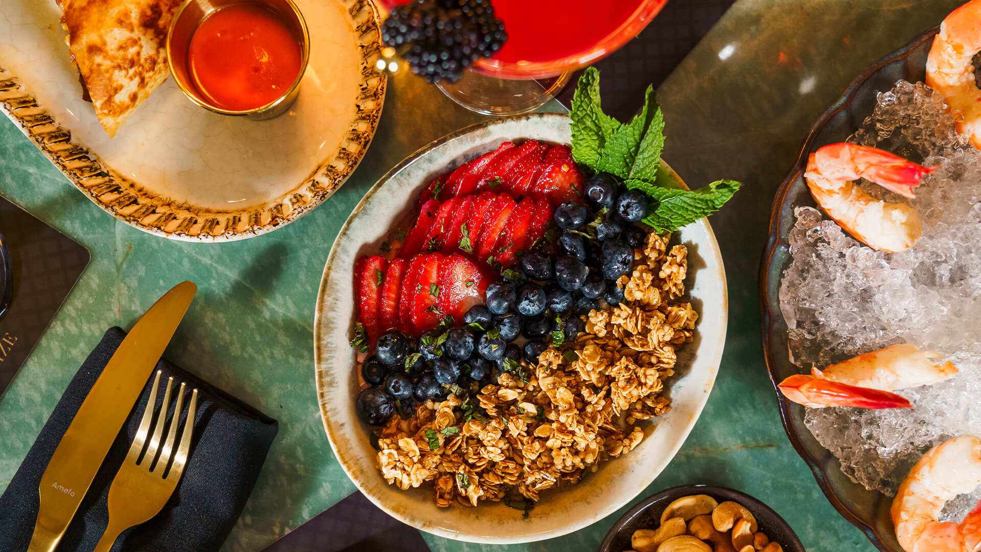 a bowl of fruit and cereal