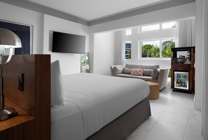 a bed in a room