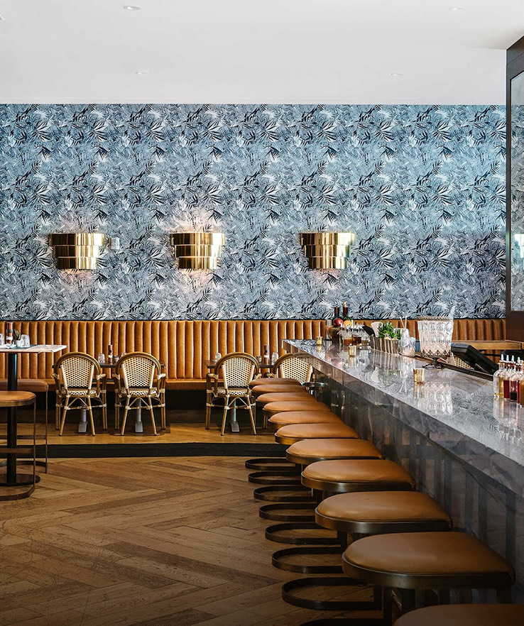 a room with tables and chairs
