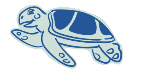 a blue and white cartoon turtle