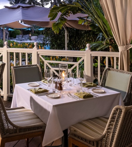 a table set up on a deck