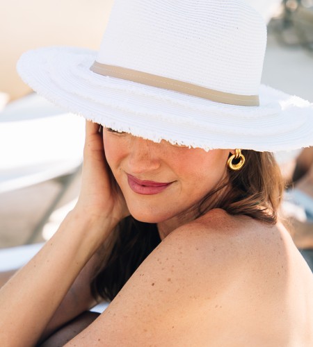a woman wearing a hat
