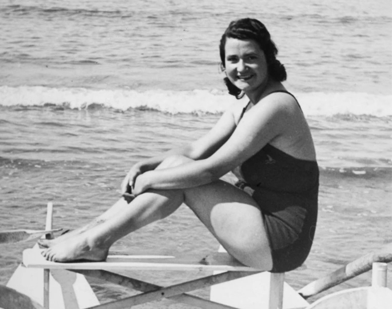 a woman sitting on a chair