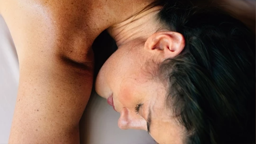 a close-up of a woman's face