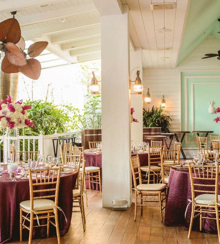 a room with tables and chairs