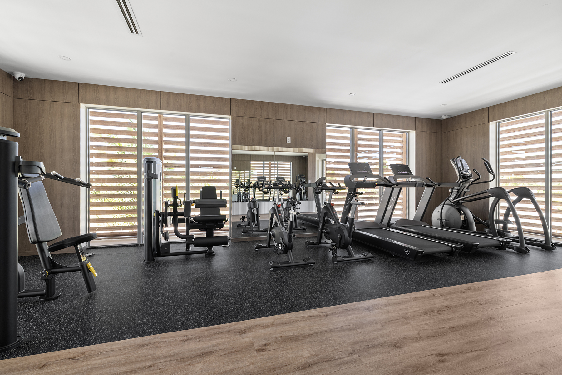 a gym with exercise equipment