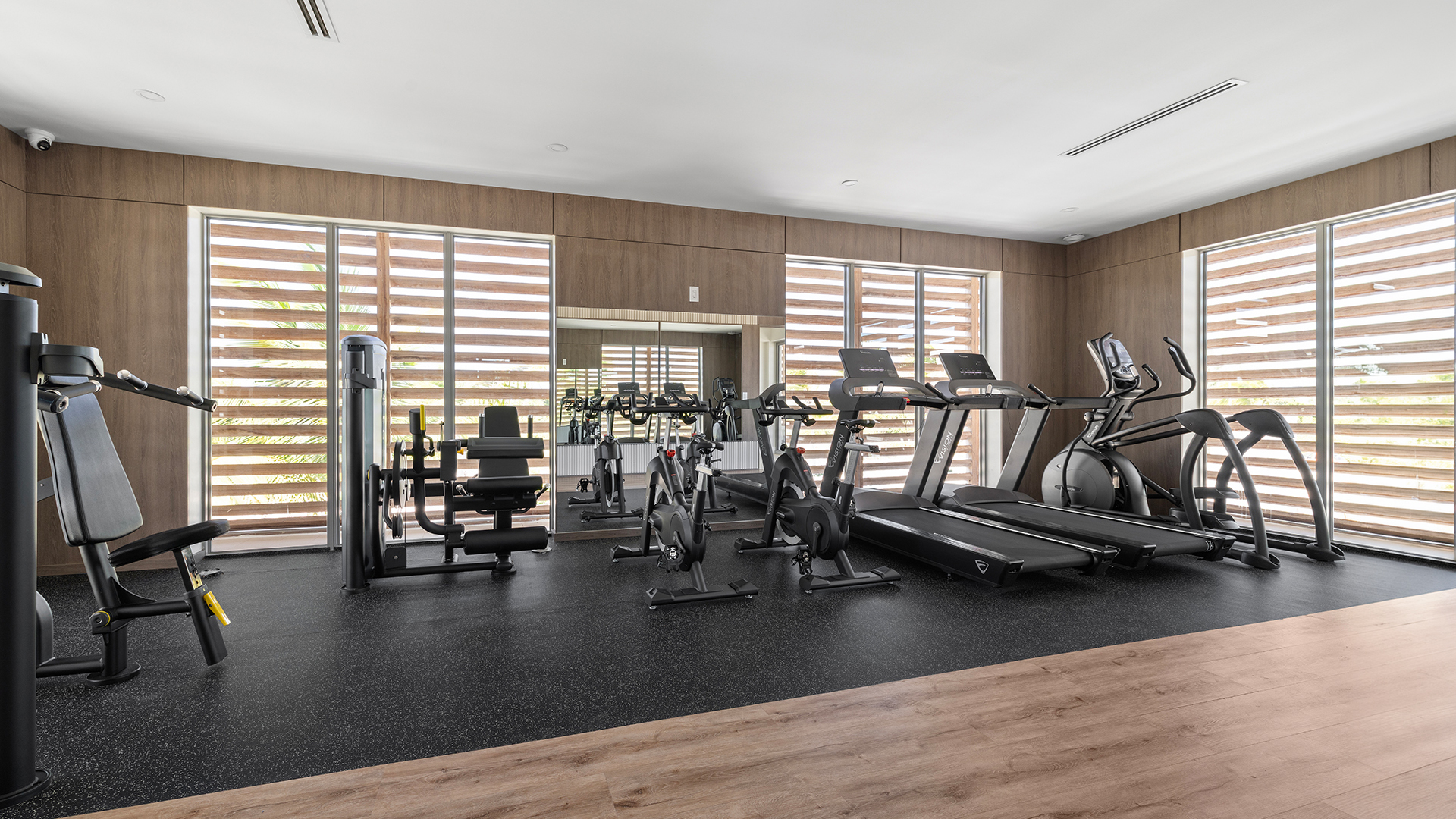 a gym with exercise equipment
