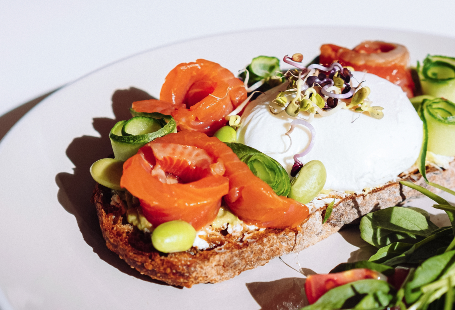 a plate of food on a white plate