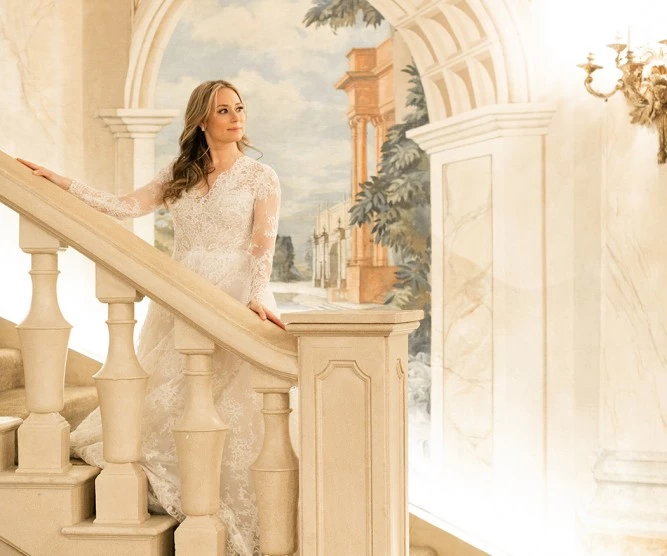 bride on staircase