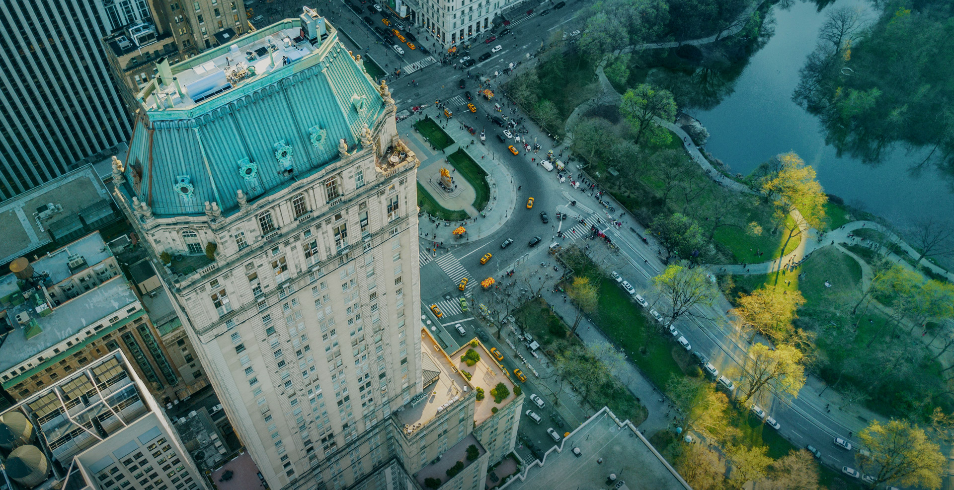 Overhead shot of hotel building