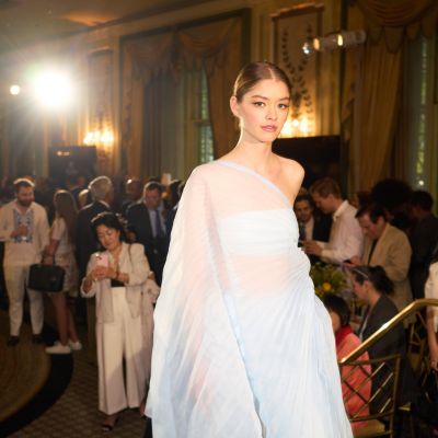 a woman in a white dress