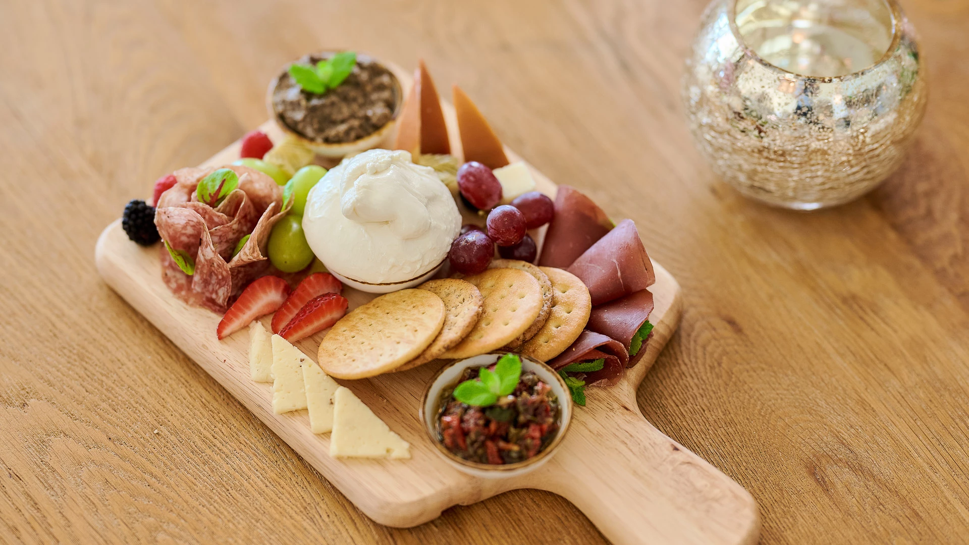 a board with food on it