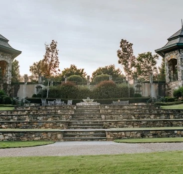 a stone stairs leading to a building