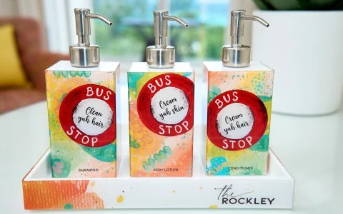 a group of soap dispensers